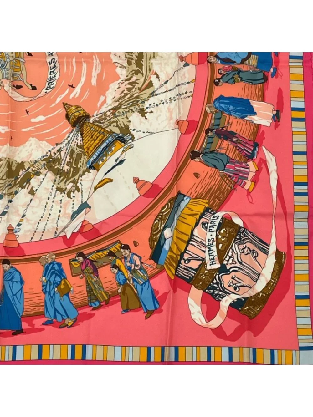 Hermes Carre 90 Prieres AU Vent Prayer in the Wind Silk Scarf Pink - Picture 5 of 8